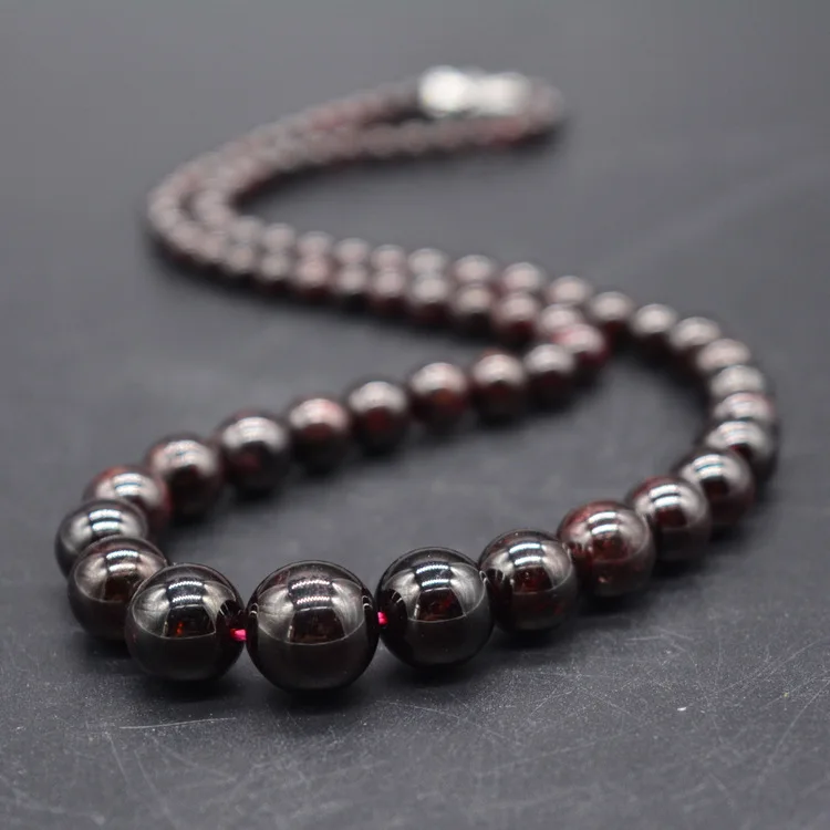 Hot sale Free Shipping5-11mm Natural Garnet Round Beads Necklace 17''