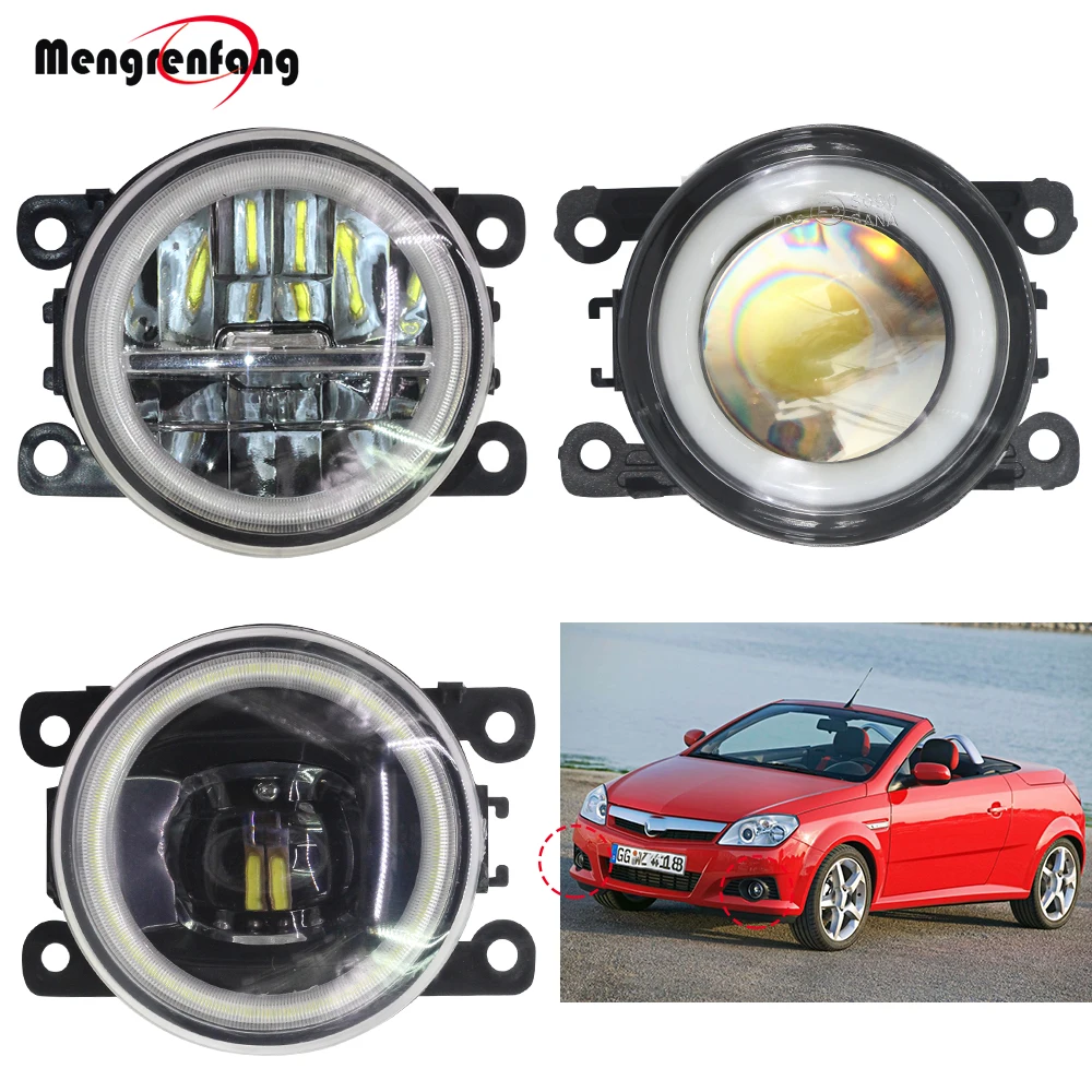 2 X Car Front Fog Lamp LED Halo Ring Angel Eye Daytime Running Light DRL 12V For Opel Tigra TwinTop Convertible 2004 2005 2006