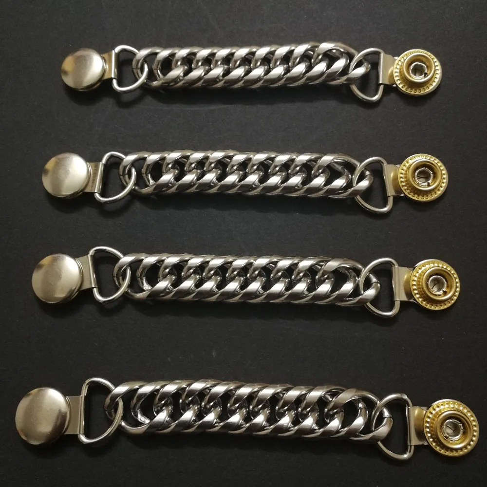 4 pçs/set extensores de colete da motocicleta de aço inoxidável roupas motociclista cota de corrente para motor colete jaqueta extensor botões fivelas