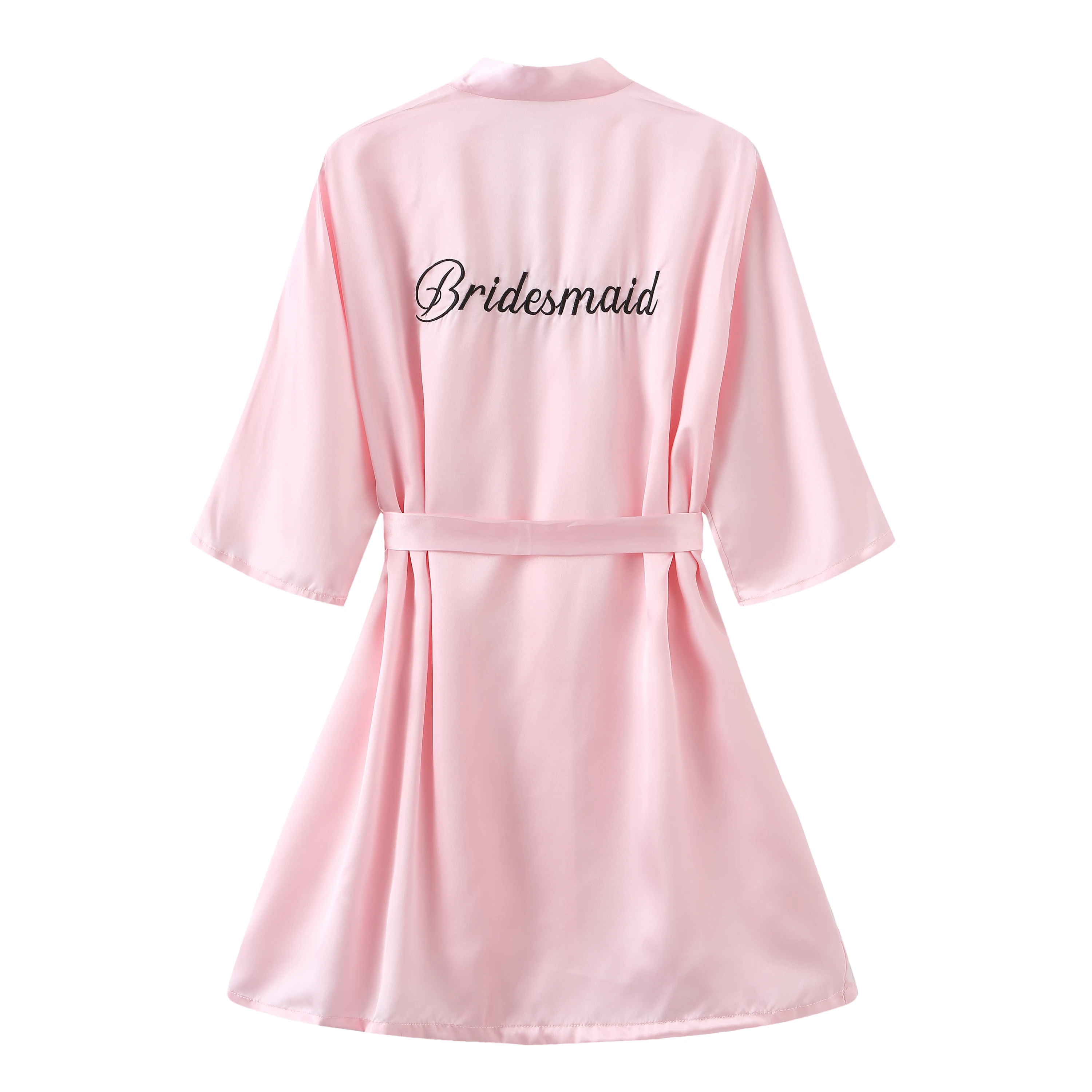 Bride Bridesmaid Wedding Robe Embroidery Kimono Bathrobe Gown Nightgown Casual Satin Short Women Sexy Nightwear Sleepwear