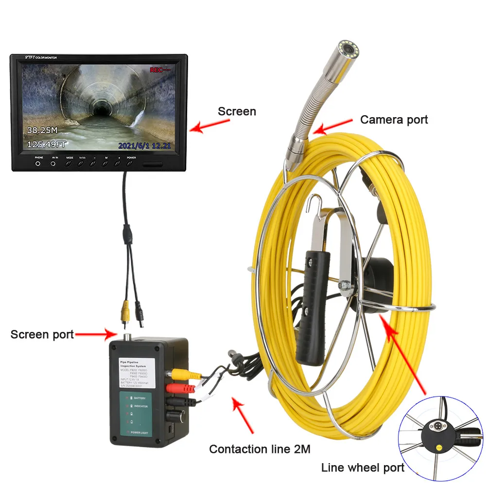 9 inch Sewer Pipe Inspection Video Camera with 512HZ Transmitter DVR Pipe Locator HD 1000TVL Industrial Endoscope System