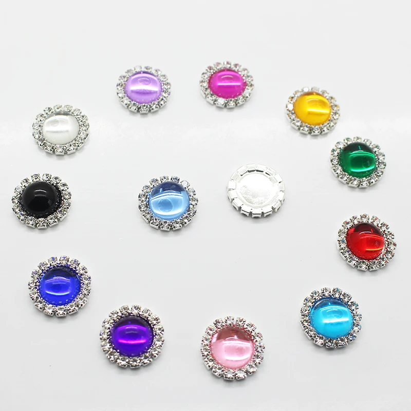 NEW Style 10pcs 15mm Glossy beads Round Diy jewelry Accessories Rhinestone Plate Wedding Invitation Clothing Accessories