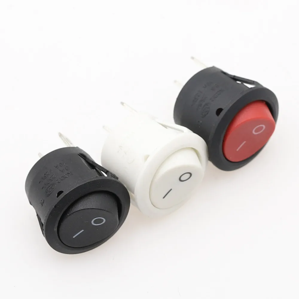 1Pcs Self-locking Round Type Switch AC 6A/250V 10A/125V 2P ON-OFF SPST 2 Pin Circle  Rocker Switch