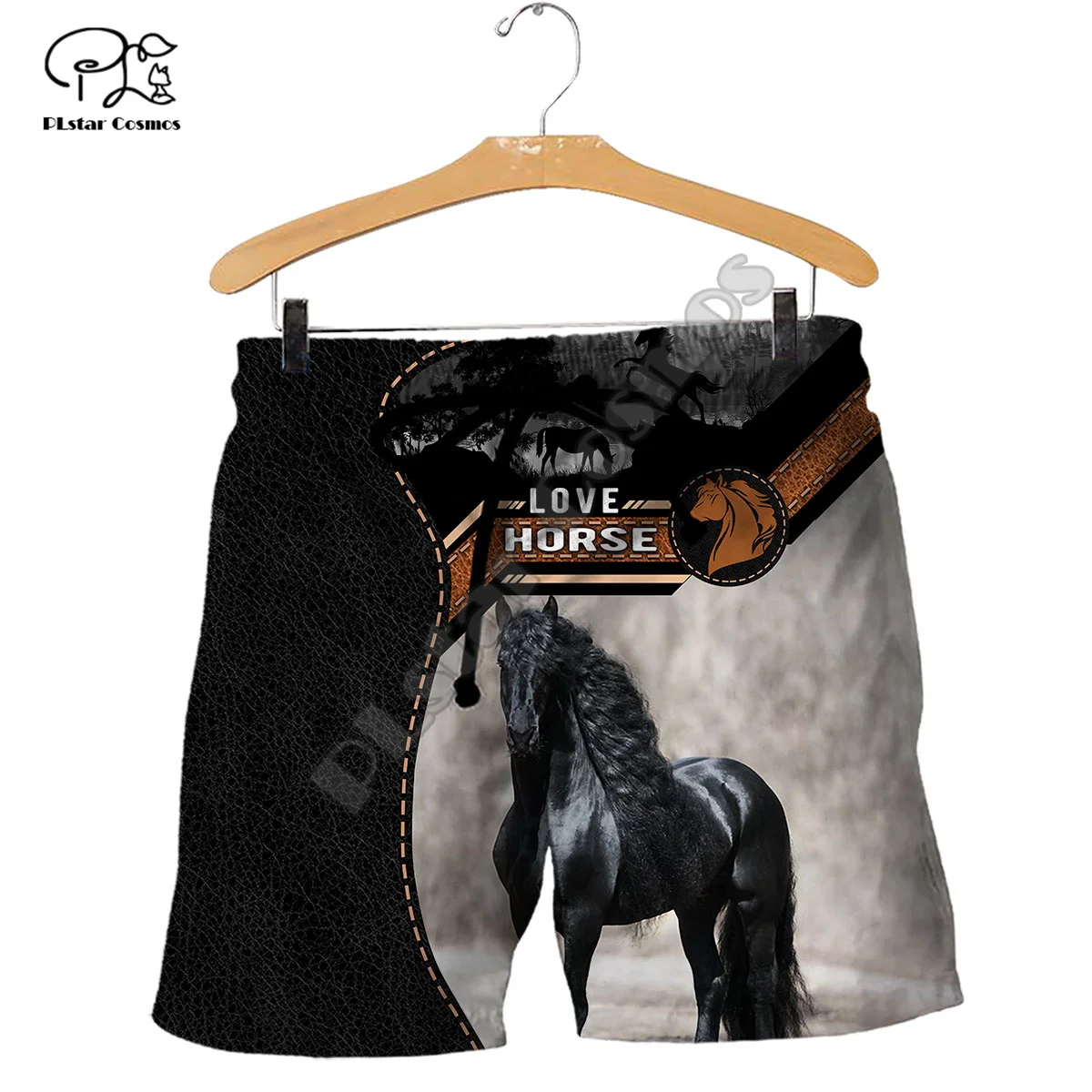 PLstar Cosmos Animal Love Horse Colorful Retro NewFashion 3Dprint Men/Women Unisex Summer Funny Casual Beach Short Pants M2