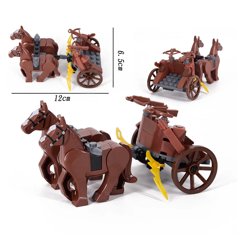 MOC Small Building Block Medieval Catapult Soldier Carriage Chariot  Building Blocks Bricks Educational Toys for Children