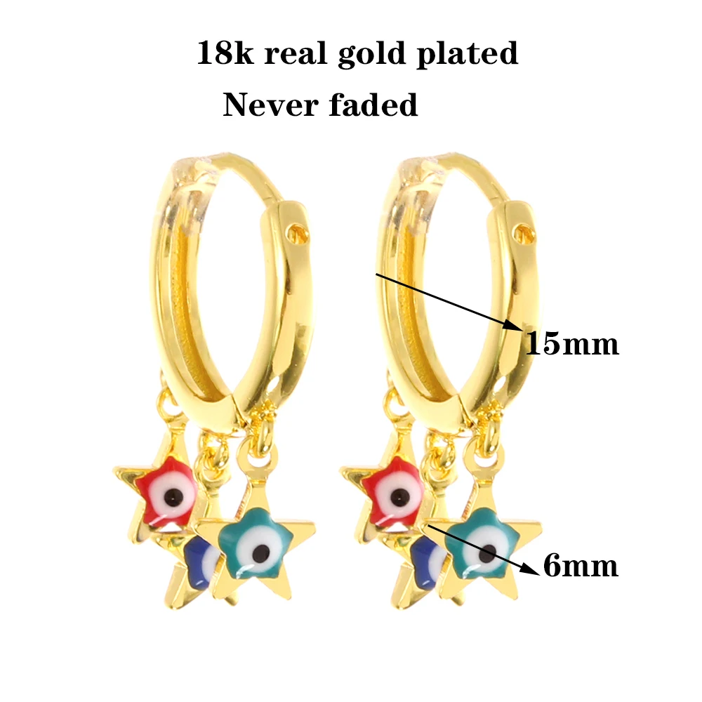 Trend New Five-pointed Star Fashion Lucky Devil Eye Funny Chic Pendant Earring Charm Luxury Jewelry Lady Party Gift