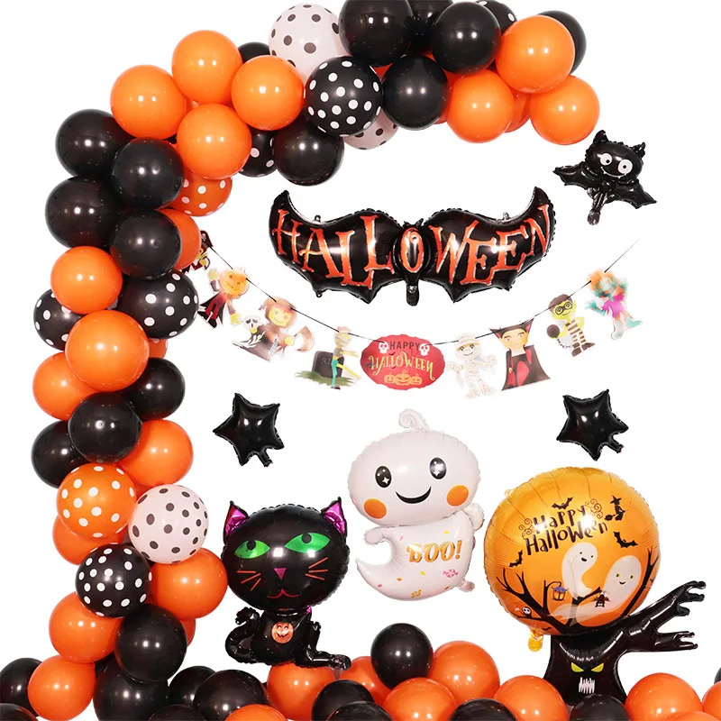 

Halloween Party Decoration Balloon Garland Arch Kit Helium Balloons Foil Set Halloween Day Home Ornament Boo Pumpkin Ghost Props