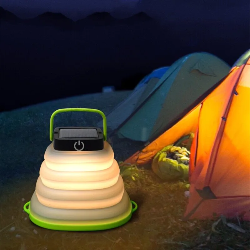 Solar & usb recarregada luzes de acampamento portátil dobrável esmagamento quente luz solar powered lanterna à prova dwaterproof água led pendurado lanternas