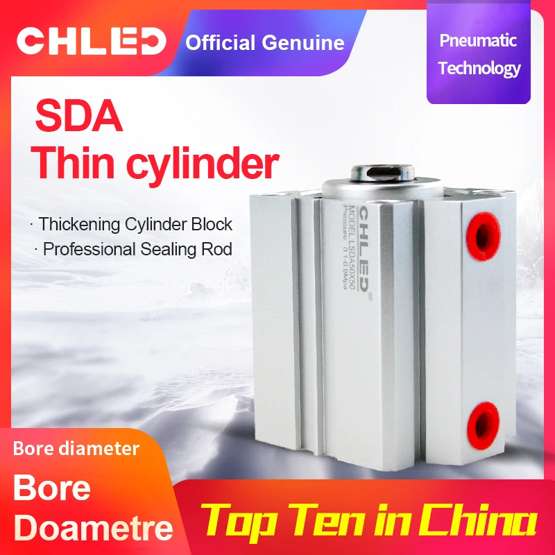 Chled Pneumatic Cylinder SDA Type 12/16/20/25/32/40/50/63mm Bore 5/10/15/20/25/30/35/40/45/50mm Stroke  Pneumatic Air Cylinder