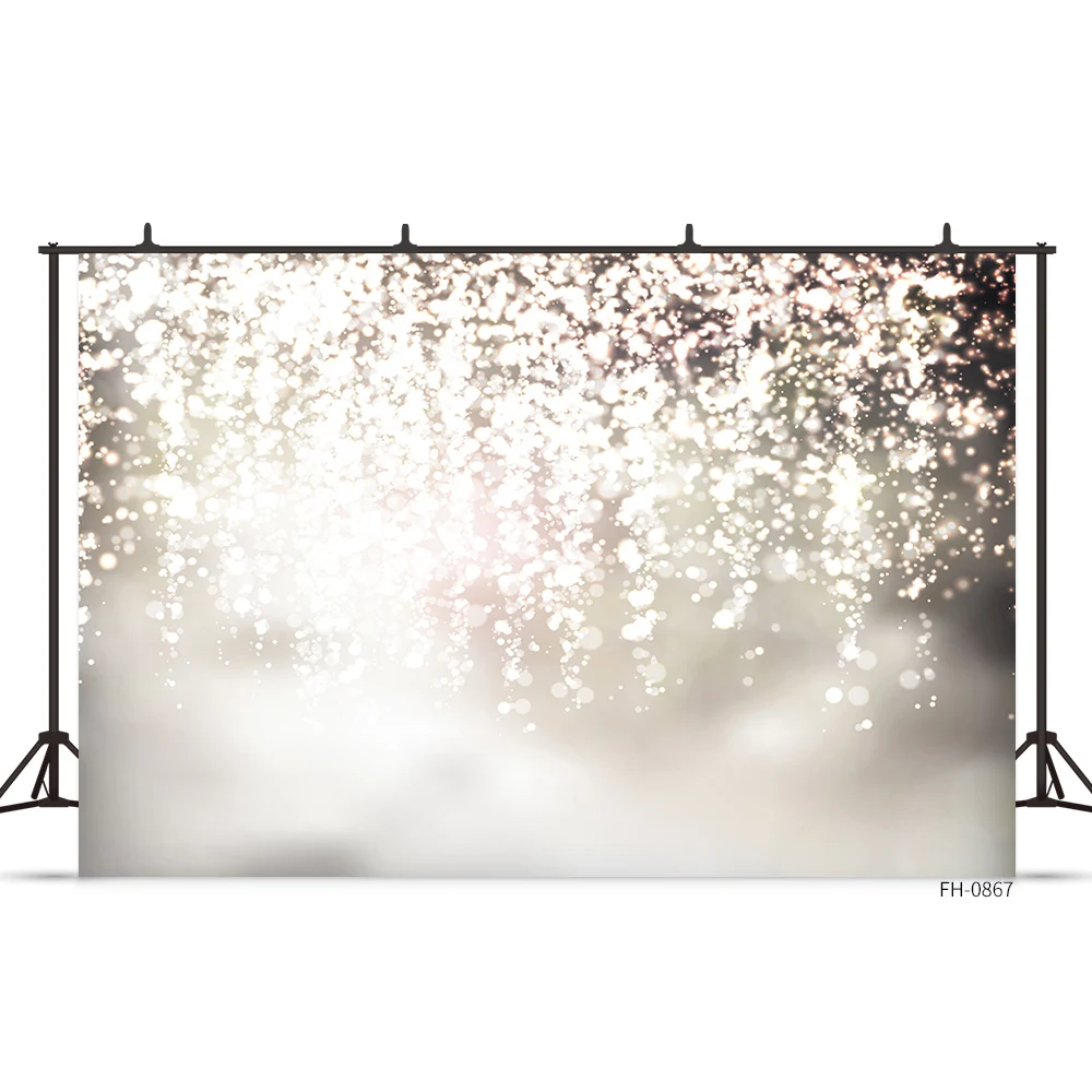 Black Happy Birthday Party Photocall Background Glitter Bokeh Shiny Silver Photo Studio Baby Portrait Girl Photography Backdrops