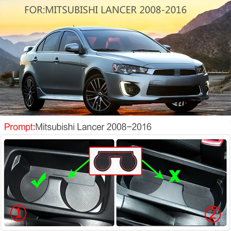 Anti-slip Car Door Rubber Cup Cushion Slots Mat For Mitsubishi Lancer Ralliart EVO X Galant Fortis EX 2008-2016 Pads Accessories