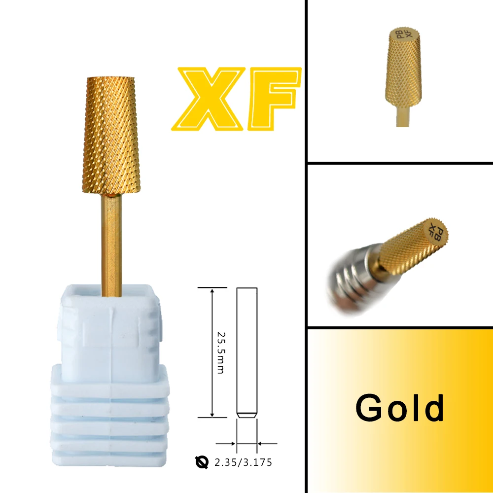 RolinStar 6,6 großer trapezförmiger konischer Schaft, Gold, Silber, Stahl, Hartmetall-Fräser, Nagelbohrer, Maniküre, Pediküre