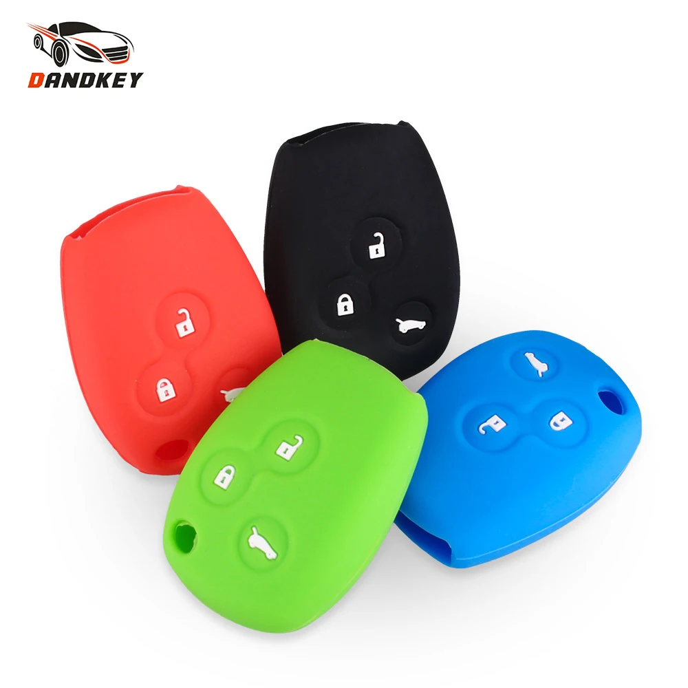 DANDKEY 3 Buttons Silicone Key Cover Fits For RENAULT Trafic Master Kangoo Clio DACIA Logan Sandero Remote Shell