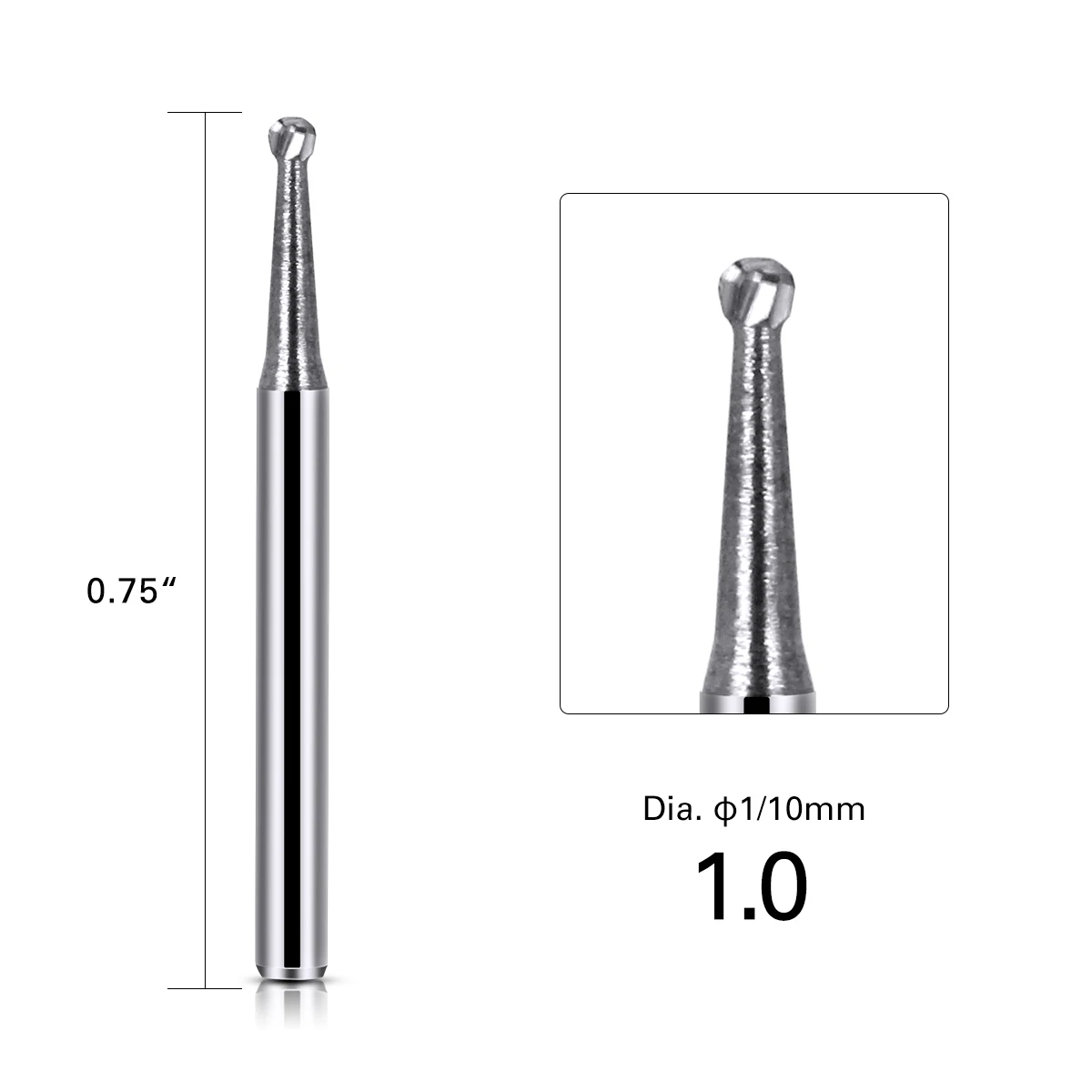 AZDENT Dental-Wolframkarbid-Bohrer, runde Bohrer für Hochgeschwindigkeits-Handstück, FG 1/2/3/4/5 0,8 mm–1,6 mm, Zahnarztwerkzeuge, 10 Stück/Packung – Detail 4