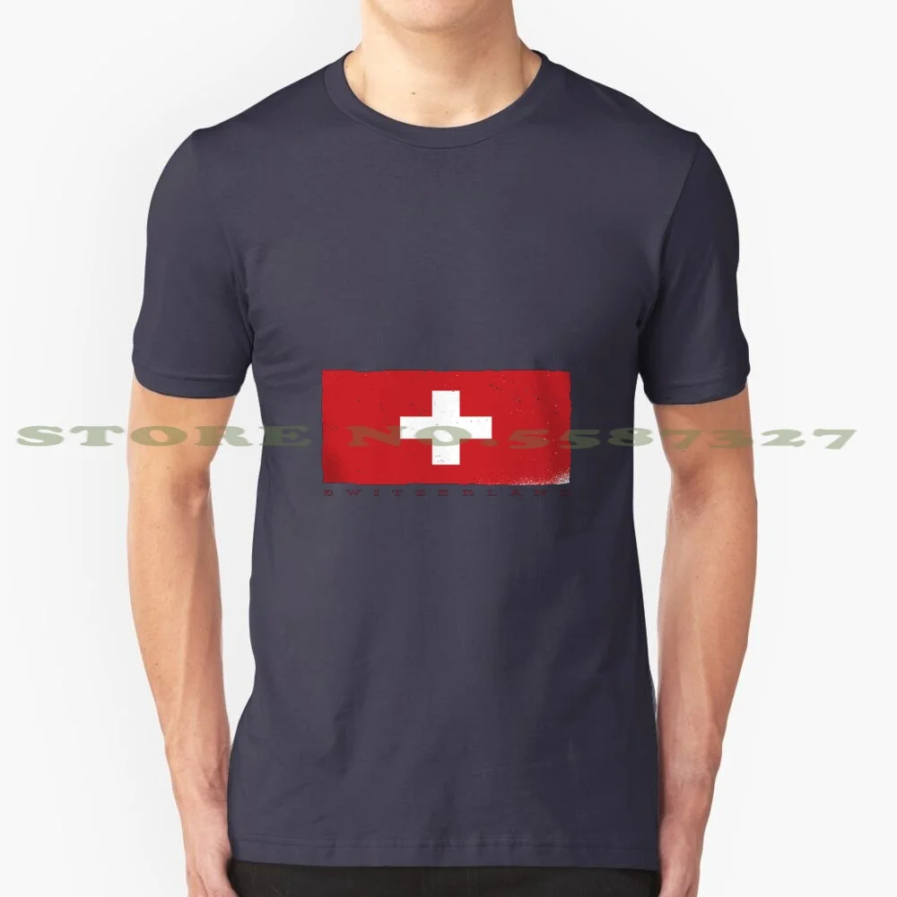 Switzerland Flag 100% Cotton T-Shirt Switzerland Banner Country Flag Cool Red Cross Mouth Protection 19