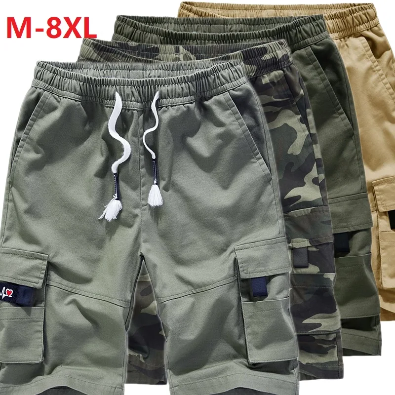 

M-8xl летние шорты-карго мужские крутые камуфляжные летние хлопковые повседневные мужские шорты пляжные брюки удобные мужские свободные брюки
