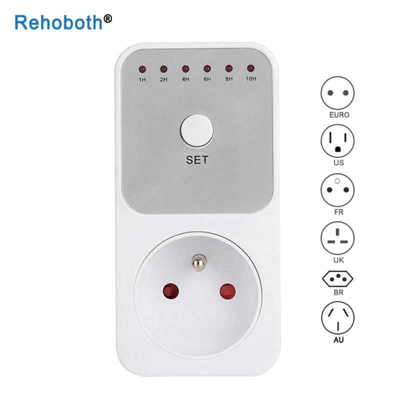 US EU UK 10Hr Countdown Timer Switch Socket Plug Intelligent Time Setting Control Socket Electricity Power Metering Socket