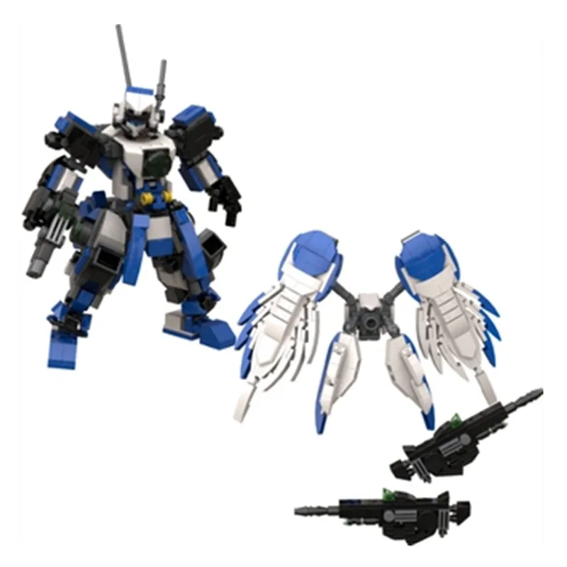 

852Pcs Assembling DIY STEM MOC Military Fight Loader Mech with Wings Model Small Particle Building Blocks Toys