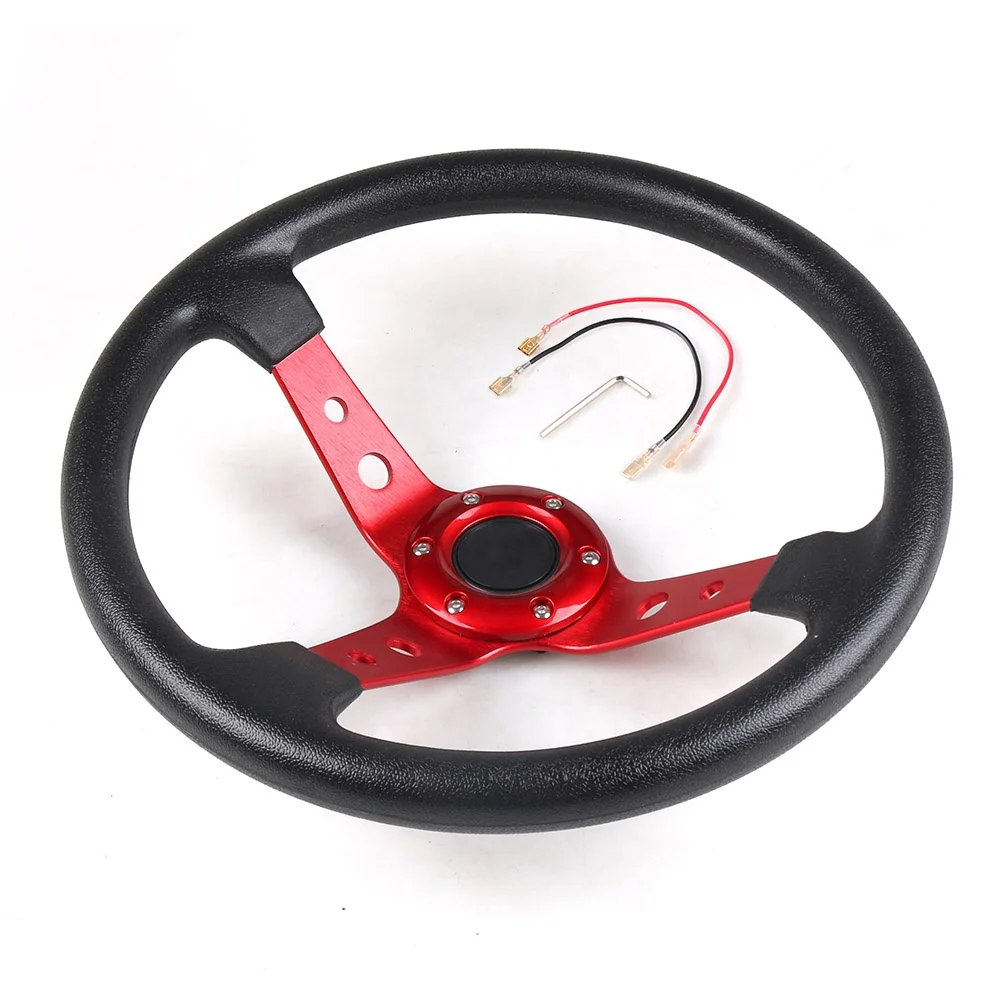 

Aluminum 14inch 350mm PU Leather Car Racing Sport Steering Wheel