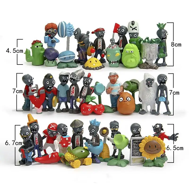 Figuras de acción de Plants vs Zombies, juguetes PVZ, Peashooter, Catus, Nut Hat, Zombies, PVC, regalos para niños, 40 unidades por lote