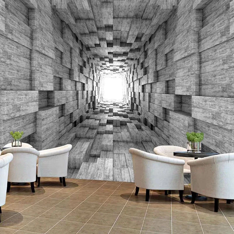 Papel tapiz autoadhesivo personalizado, murales de pared con foto de expansión espacial de cemento 3D, sala de estar, TV, sofá, dormitorio, fondo, decoración del hogar