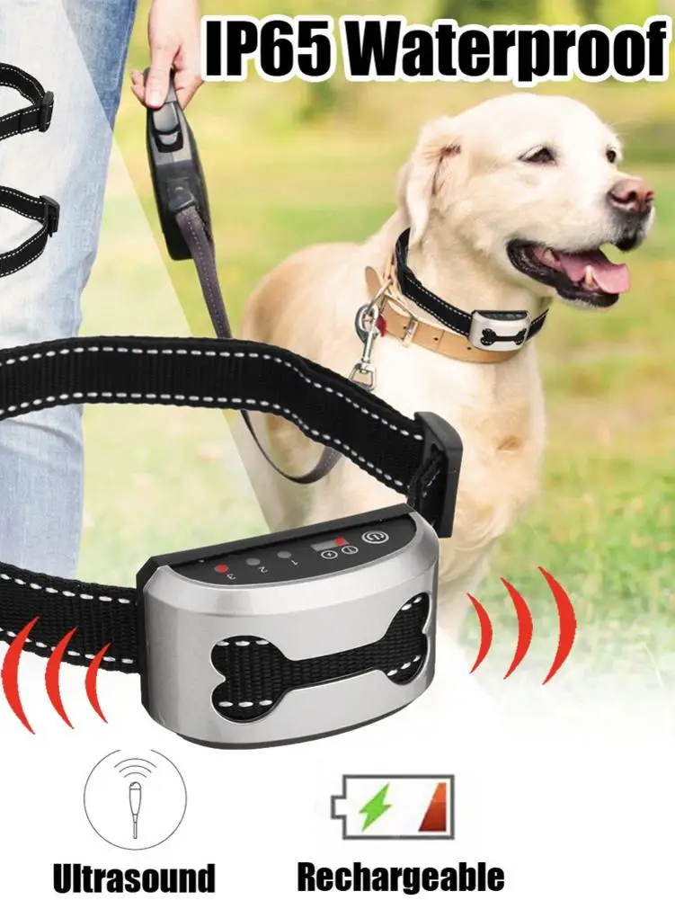 Ultrasonic Bark Stopper Dog Trainer Dog Pet Leashing Collar Waterproof Charging-Humanized And Harmless