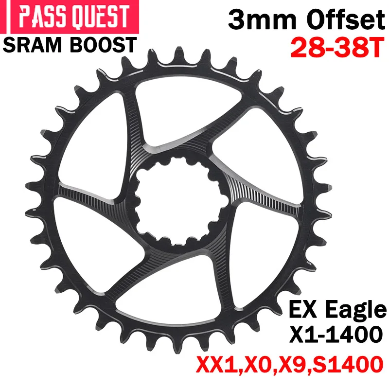 

3mm Offset For SRAM Gx xx1 Eagle GXP PASS QUEST Crankset Round MTB Narrow Wide Chainring 28T 30T 32T 34T 36T 38T Chainwheel