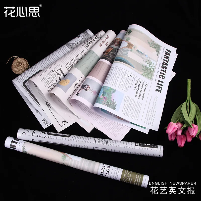 10pcs/lot New Retro English Newspaper Flower Wrapping Paper Gift Flower Bouquet Baskets Wrapping Arts And Crafts Supplies