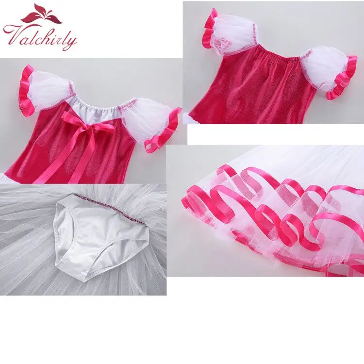 Giallo di Balletto di Ballo del Tutu del Leotard Delle Ragazze Dancewear Costume Nastro Lungo Pannello Esterno di Tulle Ballerina Fata Costumi Del Partito