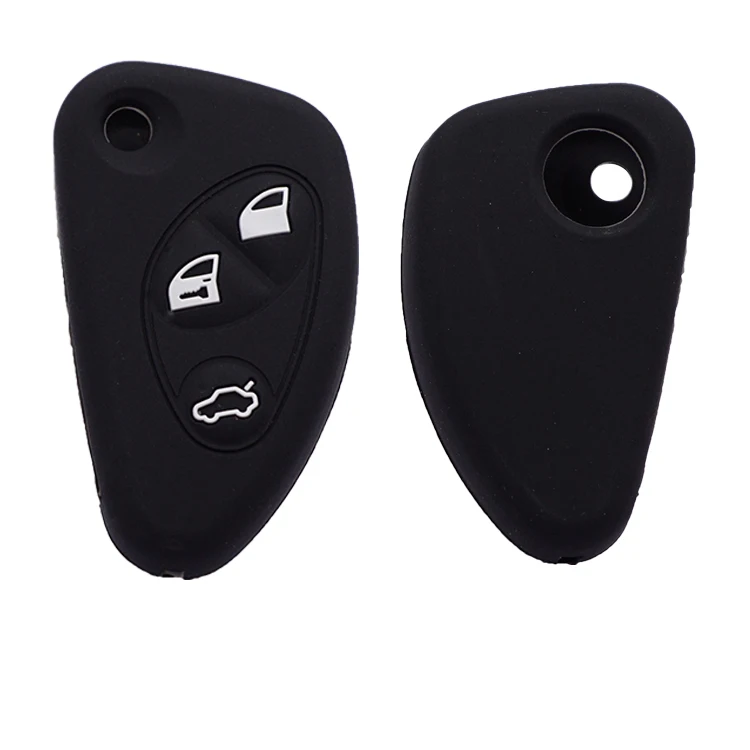 Xinyuexin 3 Buttons Silicone Remote Car Key Cover for Alfa Romeo Keys 147 156 166 GT Keyless Fob Replacement Folding Case Holder