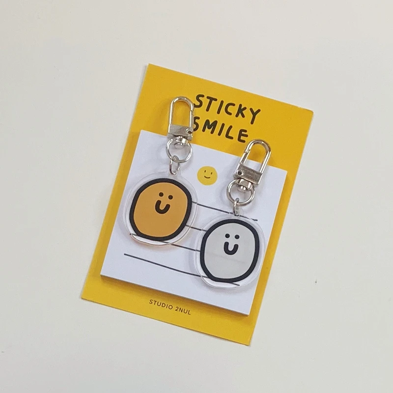 Corrente pingente acrílico com rosto bonito, Airpods Keychain, capa protetora, Backpack Key Management