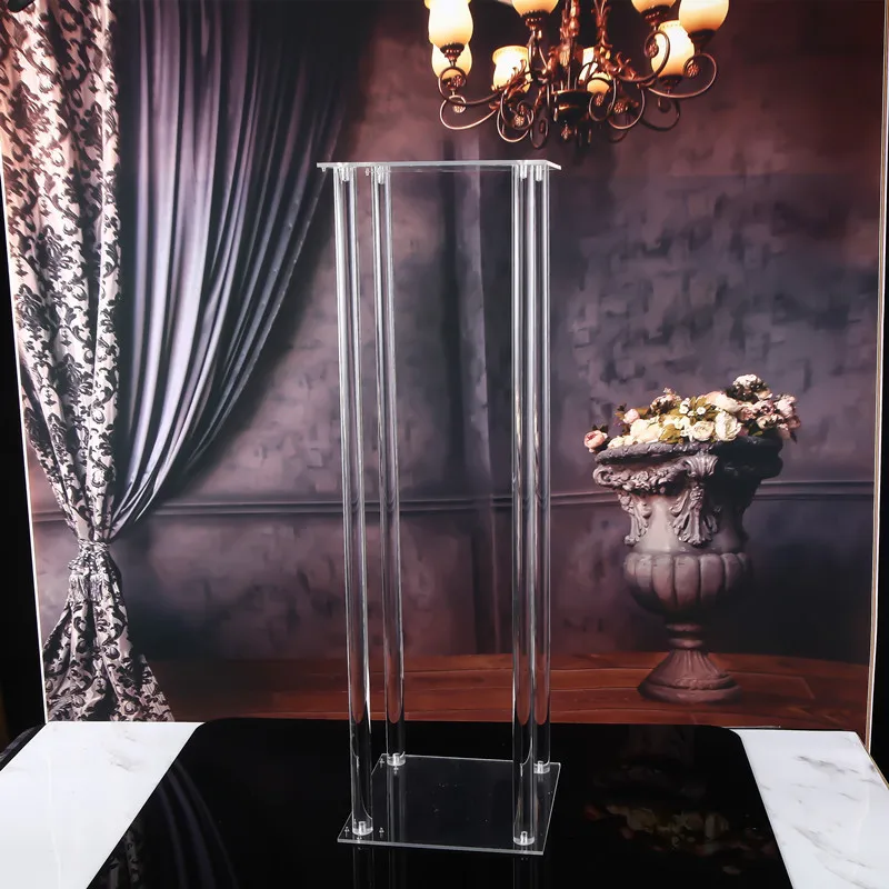 Estante de flores de mesa de cristal acrílico alto, plomo de camino de boda, centro de mesa, decoración de fiesta de eventos, 60 cm, 80 cm, 20 unids/lote