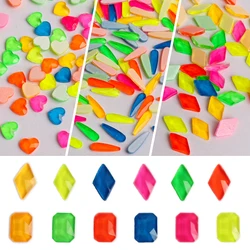 Fluorescent Color Multi-Style Series Flat Back Nail Art Rhinestones For DIY Manicure Ornament Accessories Crystal Gem 20/50PCS