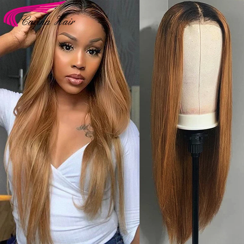 Straight Honey Blond Colored 13x4 Lace Front Wigs Natural Hair 180% Remy Hair Ombre Straight Brazilian Human Hair Wigs For Women