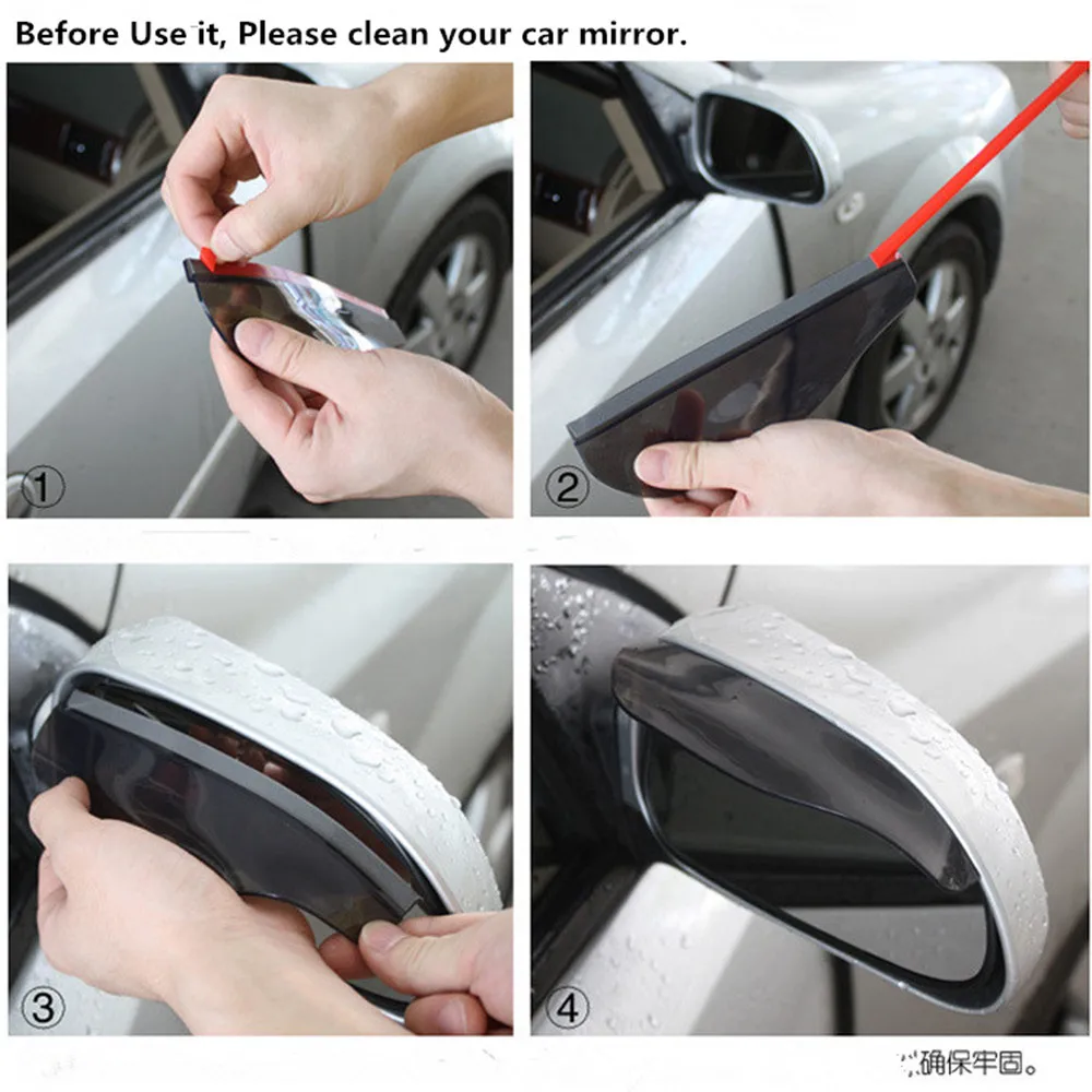 2pcs/set Flexible Car Rear View Cover Rearview Mirror Anti Rain Visor Blades Snow Guard Weather Protector Universal Car Styling