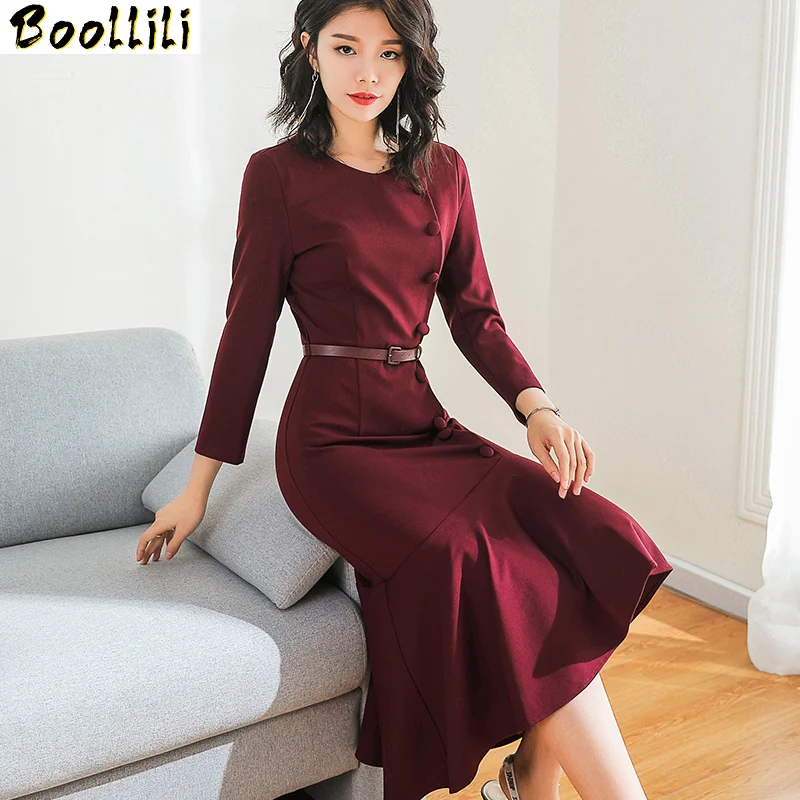 

New Boollili 2023 Spring Dress Elegant Ladies Dresses Fashion Korean Office Vintage Dress Party Midi Woman Clothes Vestido Mujer