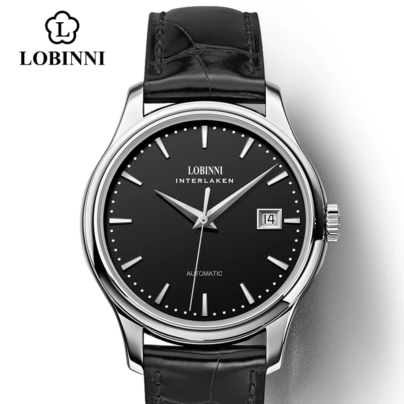 Lobinni Fashion Business Meeuw Automatische Mannen Mechanische Horloges Top Merk Luxe Ontwerp Waterdichte 50M Mannelijke Klok