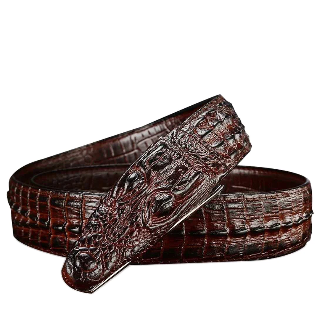 Men Luxury Belts Snake Buckle Crocodile Patter Genuine Leather Belts for Men High Quality Vintage Brand  Jeans Strap ZD2110