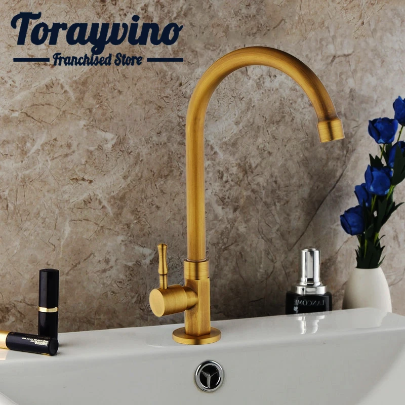 

Kitchen Faucet Cold Tap Antique Brass grifo para cocina Swivel WashBasin tap Rotated Filter Nozzle Single Stream Water Faucets