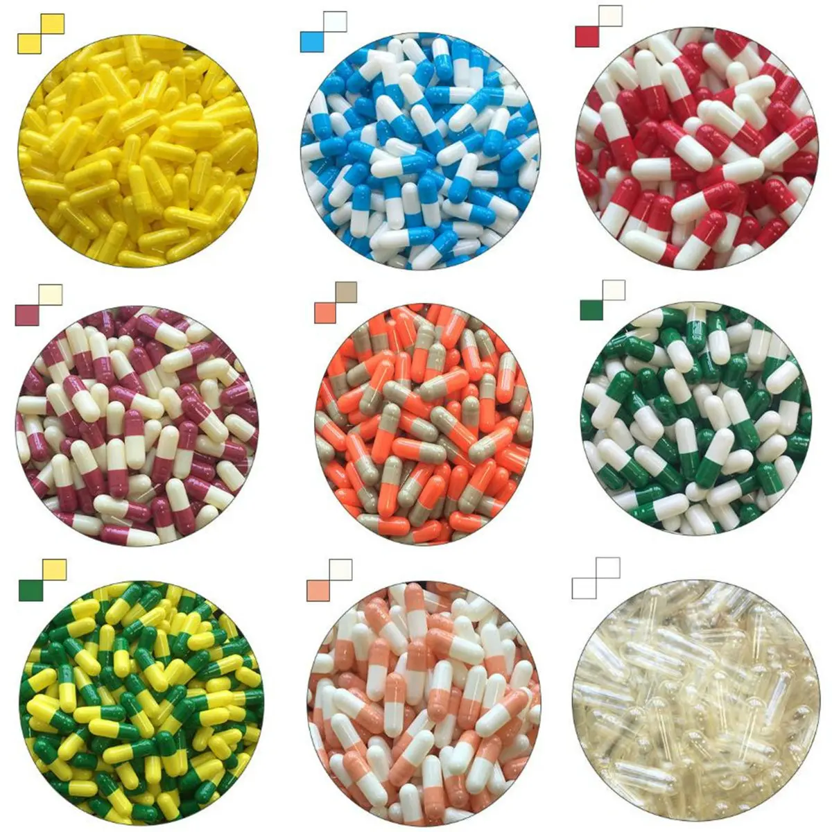 1000Pcs Empty Gelatin Capsule Gelatin Capsule Empty Hard Gelatin Capsule 10Colors  Kosher Gel Medicine Pills Vitamins 0#