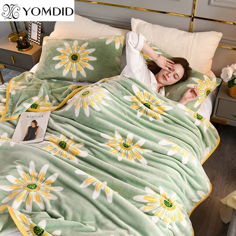 Soft Blanket Warm Coral Fleece Blankets Floral Cartoon Plaid Winter Sheet Bedspread Sofa Throw Mechanical Wash Leisure Covering