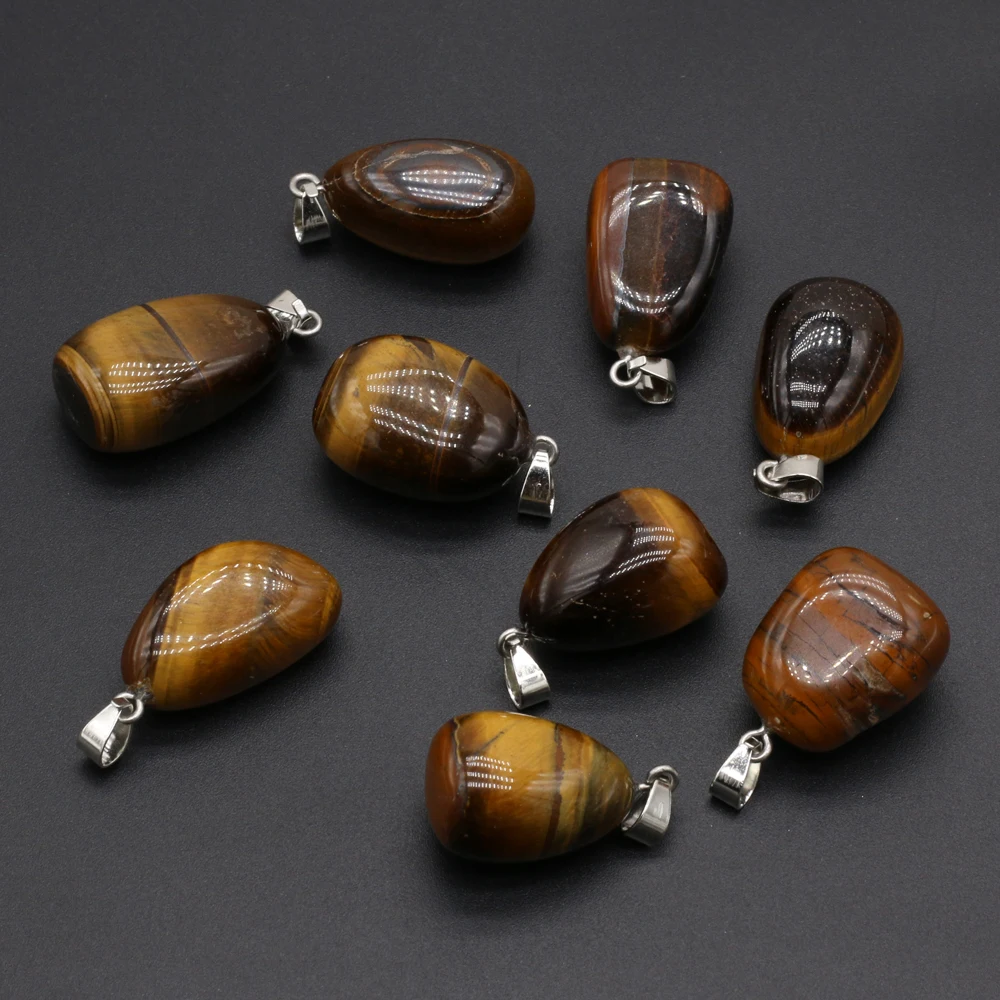 Natural Gem Tiger Eye Stone Irregular Shape Pendant Handmade Crafts DIY Charm Necklace Jewelry Accessories Exquisite Gift Making - Image 5