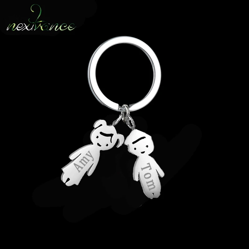 Nextvance Personalized Name Date Keychain Boy Girl Child Family Stainless Steel Key Ring Kid Pendant Gift For Man Women Jewelry