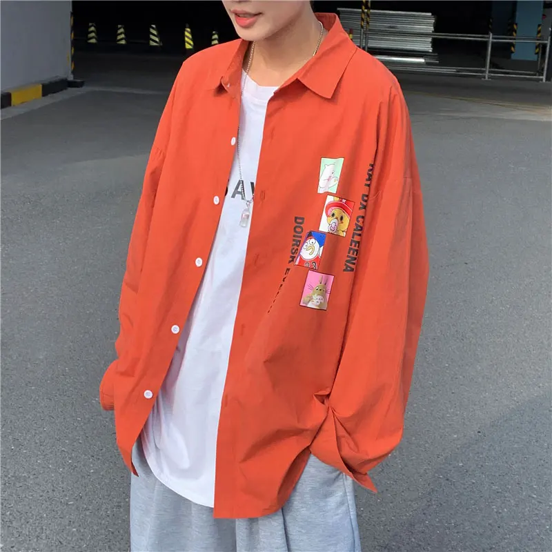 Men\'s Oversized Shirts Mens Fashion Cotton Anime Blouse 5xl Oversize Long Sleeves Dress Shirt for Men Man Clothing Casual