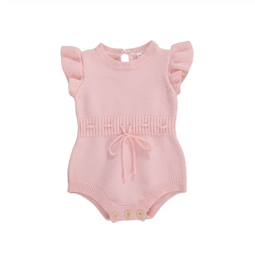 Baby Autumn Clothing Newborn Baby Girl Clothes Knitted Ruffles Sleeveless Bodysuit Tops Playsuit Jumpsuit Outfits