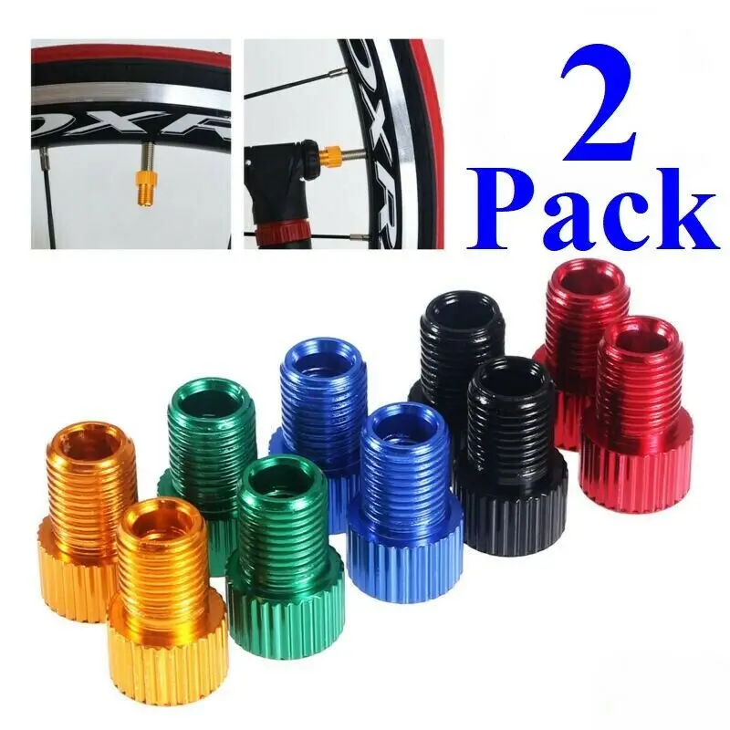 2 Pack Presta to Schrader Valve Stem Adapter Converter Bicycle Bike Tire Tube