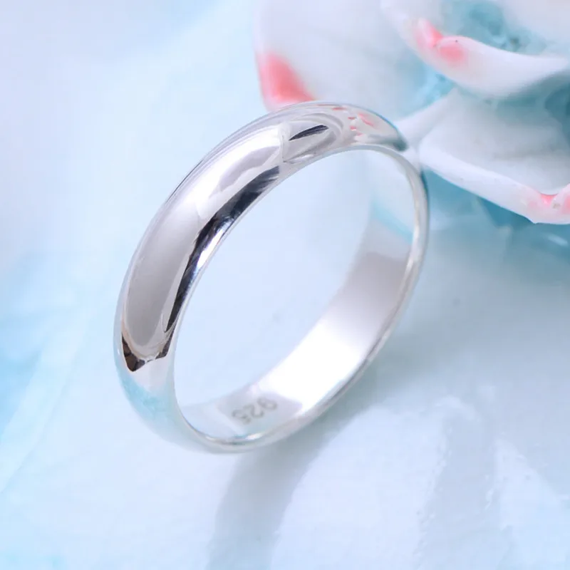 Buyee 925 Sterling Silver Couples Ring Finger Classic Simple Ring Finger for Women Men Engraved Name & Date Fine Jewelry Circle