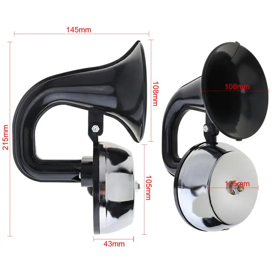 12V 24V 126DB Super Loud Air Horn Waterproof Snail Air Horn Dustproof with Bracket for Cars Vehicle Boat