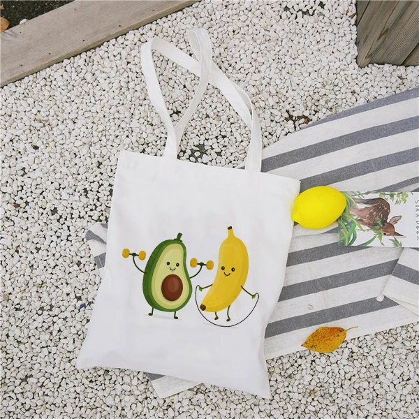 

Funny Avocado Print Canvas Tote Bag Handbags Eco Reusable Shopping Bag Student Book Bags Ladies Casual Shopper Bags