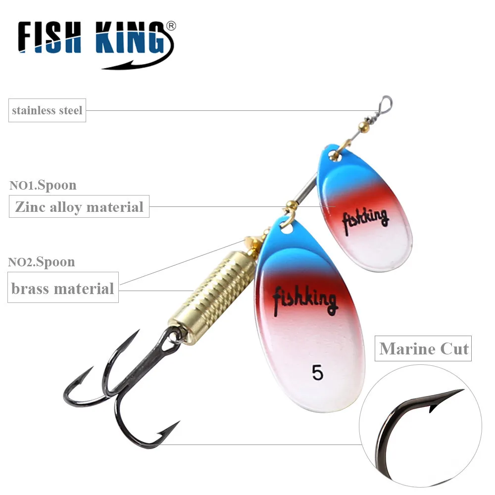 FISH KING 1 PC 10 Colors Long Cast Fishing Lure Spinner Bait Hard Fake Fish Metal Lures With Hook Fishing Lure